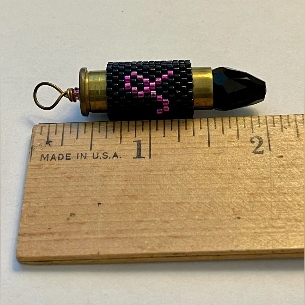 Cancer Awareness Black and Pink Beaded Pendant - Picture 9 of 9